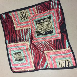 colorful print summer faux silky scarf